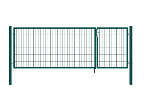 HOME DELUXE - Doppelflügel Gartentor ADITUS - Grün, 100 x 350 cm - inkl. Griff, Schloss,...