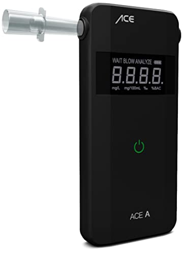 ACE A Alkoholtester Schwarz 0 bis 4 â€° Verschiedene Einheiten anzeigbar, Alarm, inkl. Display,...