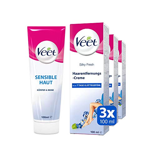 Enthaarungscreme 3er Pack sensitiv für seidig glatte Beine bis zu 2x länger als bei einer Rasur...
