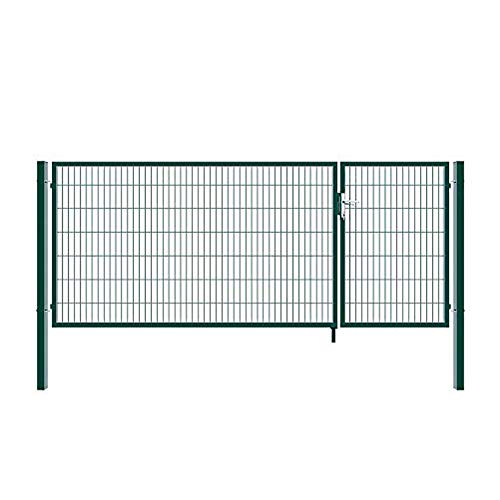 HOME DELUXE - Doppelflügel Gartentor ADITUS - Grün, 100 x 350 cm - inkl. Griff, Schloss,...