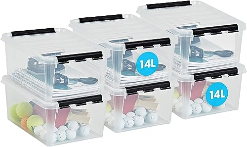 SmartStore klare Kunststoffboxen mit Deckel, 14 Liter, 6er-Pack, verstärkt, lebensmittelecht,...