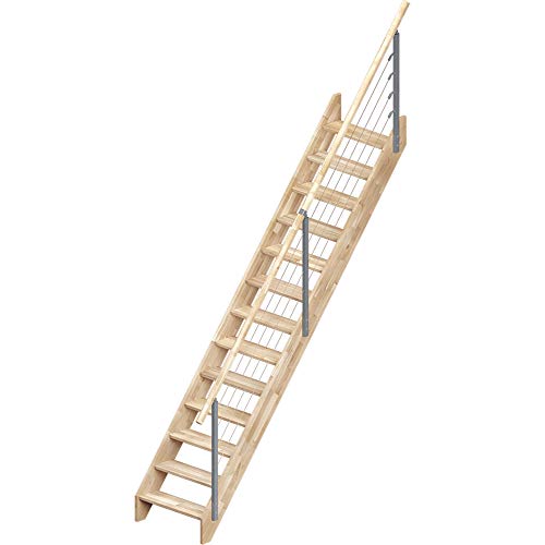 DOLLE Raumspartreppe Brest Höhe bis 280 cm Geradelaufend Eiche unbehandelt volle Stufen 70 cm inkl....