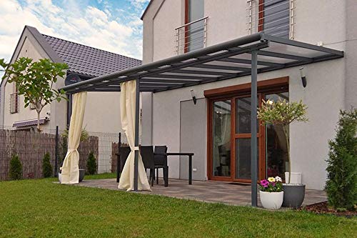 Hochwertige graue ALU Terrassenüberdachung/Veranda - 550 x 300 (BxT) / Überdachung Sierra Grau