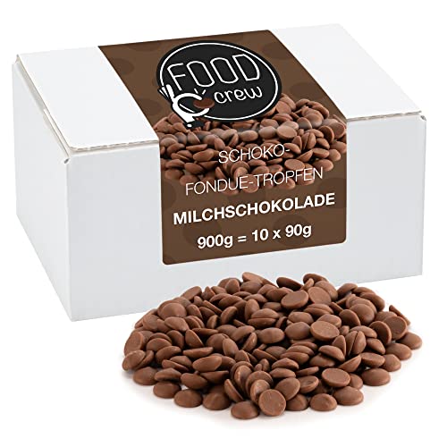 FOOD crew 900g Belgische Fondue-Schokolade Vollmilch-Drops - zart schmelzender Hochgenuss feine...