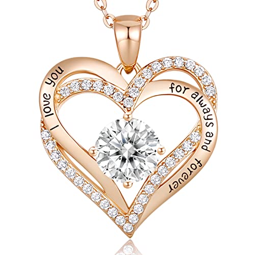 CDE Kette Damen 925 Sterling Silber Rosegold Geschenk für Sie Valentinstag Forever Love Herz...